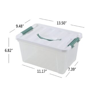 Yuright 8 Pack 14 Quart Plastic Organization Boxes, Clear Lidded Storage Bin with Handle