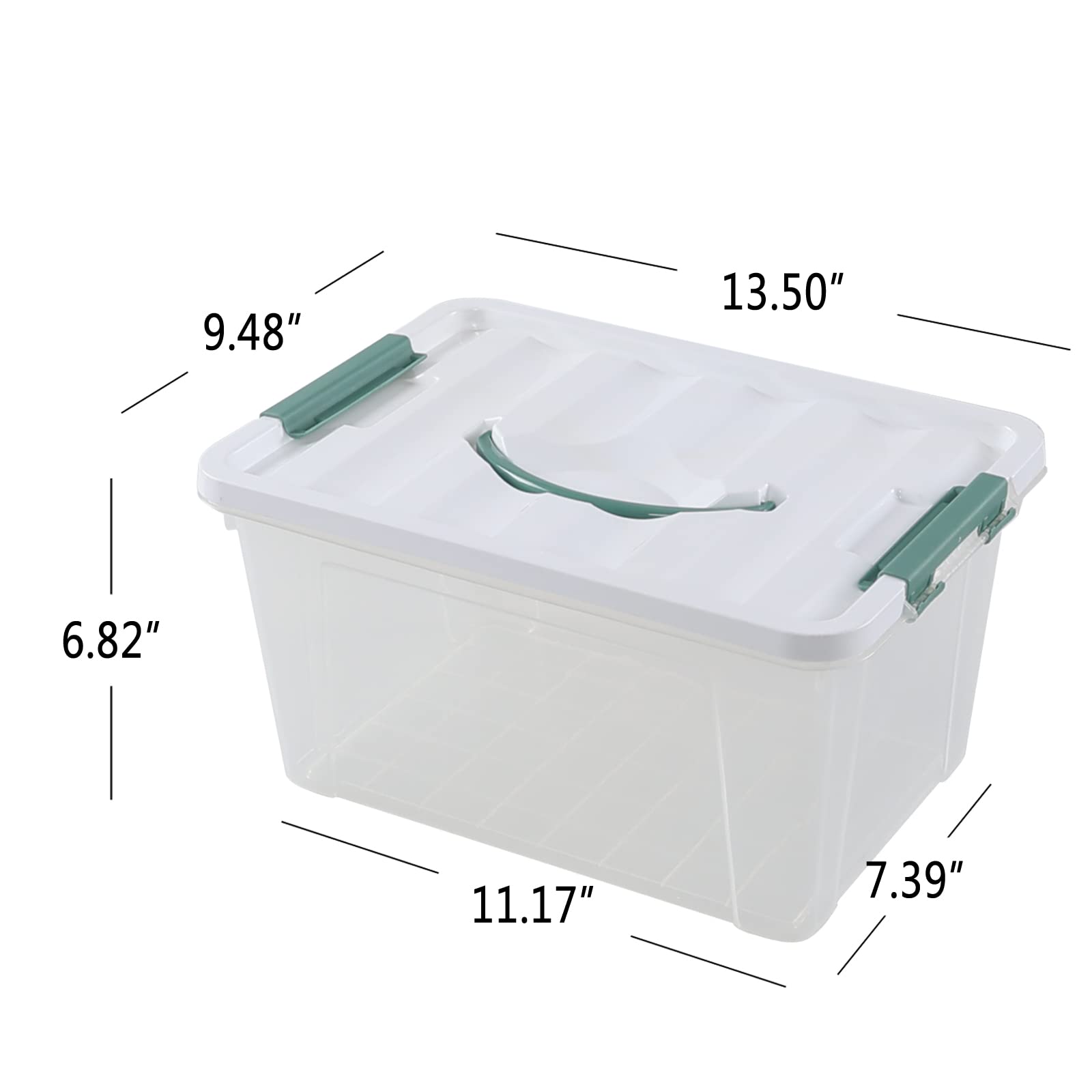 Yuright 8 Pack 14 Quart Plastic Organization Boxes, Clear Lidded Storage Bin with Handle