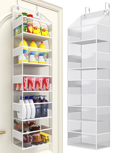 PHOTOONE 5-tier Over The Door Storage Hanging Organizer, Clear Hanging Storage Pantry Organizer, Large Capacity Door Organizer for Closet, Bedroom, Baby Nursery, Bathroom and Sundries