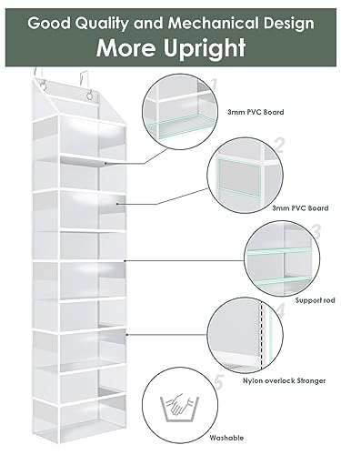 PHOTOONE 5-tier Over The Door Storage Hanging Organizer, Clear Hanging Storage Pantry Organizer, Large Capacity Door Organizer for Closet, Bedroom, Baby Nursery, Bathroom and Sundries