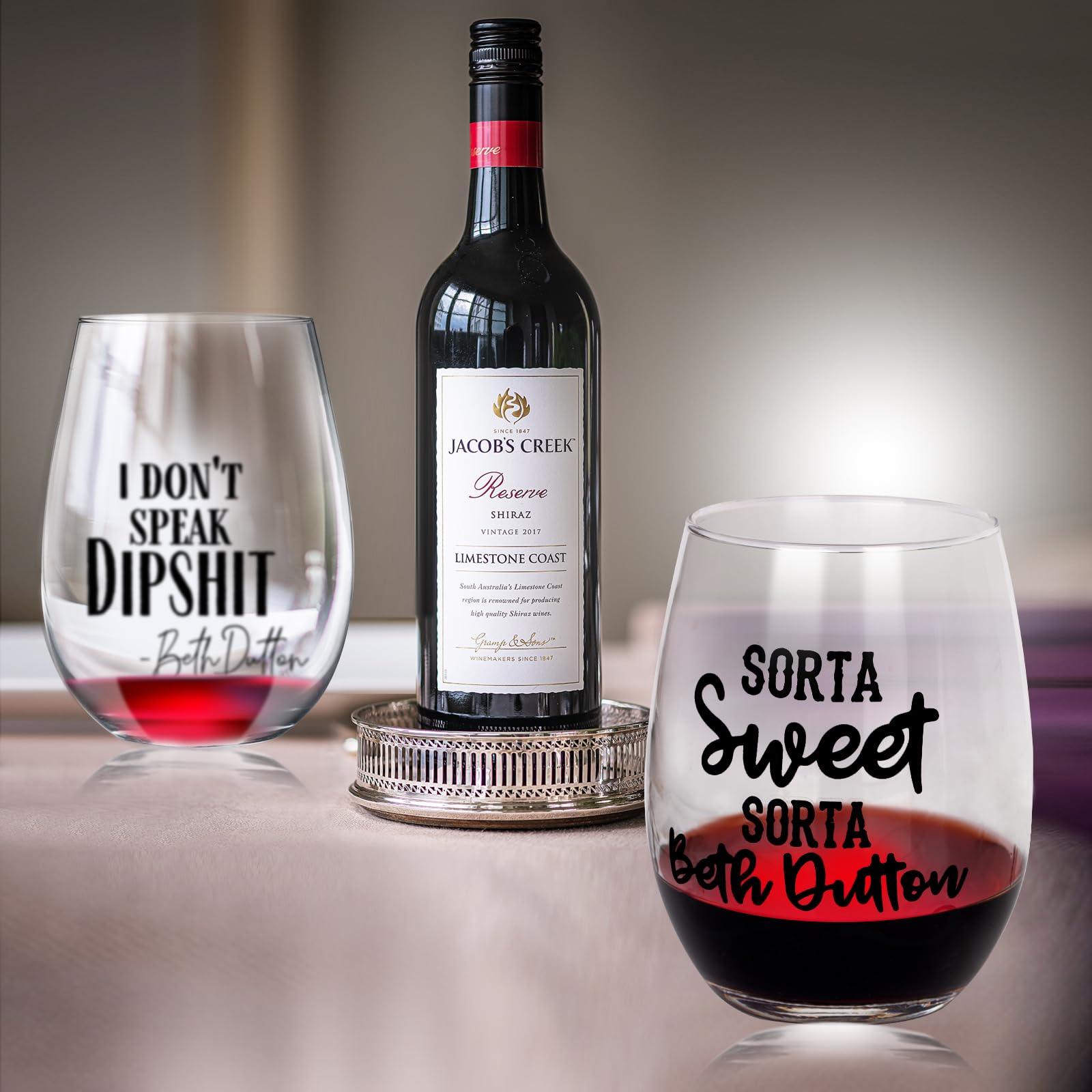 Agifteria TV Show Wine Glasses, Beth Dutton Merchandise, Sorta Sweet Sorta Beth Dutton, Funny Stemless Wine Glass 20 oz Set of 2. New Home Gifts Housewarming Gift Wine Bag Glass