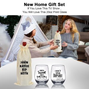 Agifteria TV Show Wine Glasses, Beth Dutton Merchandise, Sorta Sweet Sorta Beth Dutton, Funny Stemless Wine Glass 20 oz Set of 2. New Home Gifts Housewarming Gift Wine Bag Glass