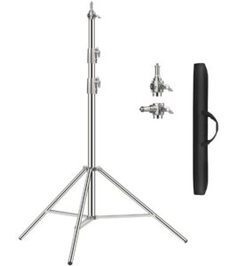 9.2ft/110'' stainless steel light stand, sdfghj heavy duty light stand photography tripod with 1/4'' to 3/8'' screw adapter for strobe flash, led ring light, monolight, softbox, reflector, speedlight