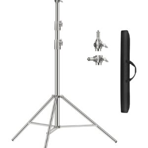 9.2ft/110'' Stainless Steel Light Stand, Sdfghj Heavy Duty Light Stand Photography Tripod with 1/4'' to 3/8'' Screw Adapter for Strobe Flash, LED Ring Light, Monolight, Softbox, Reflector, Speedlight