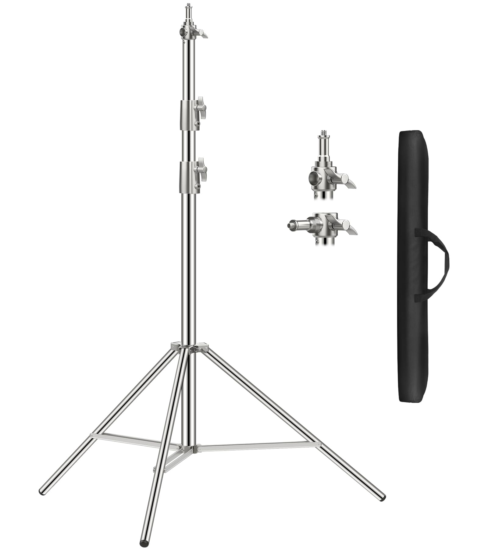 9.2ft/110'' Stainless Steel Light Stand, Sdfghj Heavy Duty Light Stand Photography Tripod with 1/4'' to 3/8'' Screw Adapter for Strobe Flash, LED Ring Light, Monolight, Softbox, Reflector, Speedlight