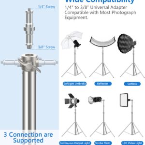 9.2ft/110'' Stainless Steel Light Stand, Sdfghj Heavy Duty Light Stand Photography Tripod with 1/4'' to 3/8'' Screw Adapter for Strobe Flash, LED Ring Light, Monolight, Softbox, Reflector, Speedlight