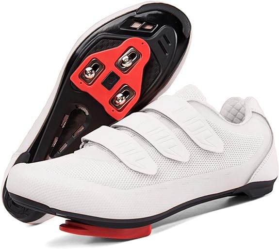 Mens Womens Indoor Cycling Shoes Compatible with Peloton Bike Shoes Cycling Shoes with Delta Cleats Clip Outdoor Pedal SPD Road Bike Shoes,White