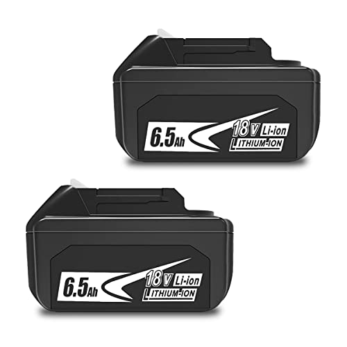 Atcuji 2 Pack 6.5Ah BL1860B 18V Battery Replace for Makita 18 Volts Battery 6.0Ah BL1860B 5.0Ah BL1850 4.0Ah BL1840, Compatible with Makita 18V Battery 6Ah 5Ah 4Ah