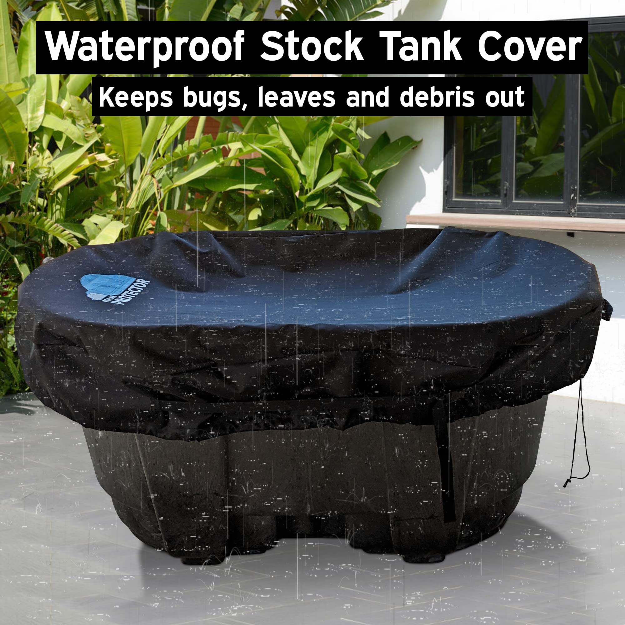 Polar Protector - 150 Gallon Oval Stock Tank Cover Ice Water Therapy Ice Bath Cover Cold Water Cover 150 Gallon Oval Stock Tank Waterproof Rip Proof Tough Keeps Tanks Clean