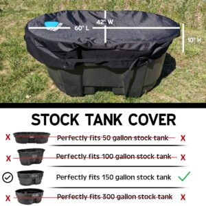 Polar Protector - 150 Gallon Oval Stock Tank Cover Ice Water Therapy Ice Bath Cover Cold Water Cover 150 Gallon Oval Stock Tank Waterproof Rip Proof Tough Keeps Tanks Clean
