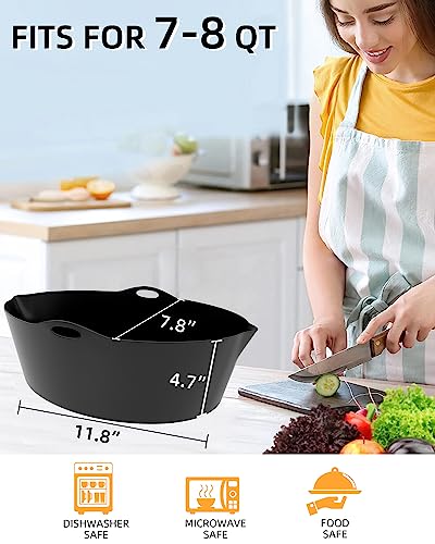 Ziimlpo Silicone Slow Cooker Liners Divider for 7-8 Quart Oval Crockpot, Reusable and Leak-proof Slow Cooker Divider Liner, BPA Free (Black）