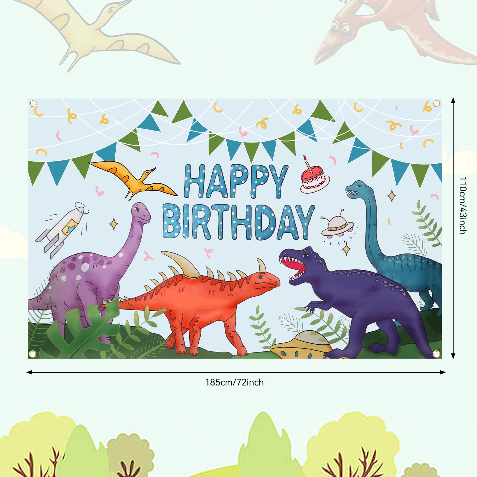 343PCS Dinosaur Party Decorations Set (24 Guest)- Complete Kids Dinosaur Birthday Party Supplies with Dinosaur Backdrop, Tablecloth, Plates, Cups, Cutlery, Balloon Arch, Decorations, and Stickers