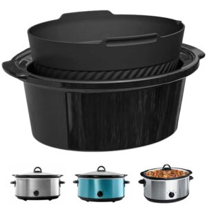 crock pot liner - silicone, reusable food grade slow cookers liner - fits oval crockpot 6 quart slow cookers and mini crockpot - leakproof & dishwasher safe - black