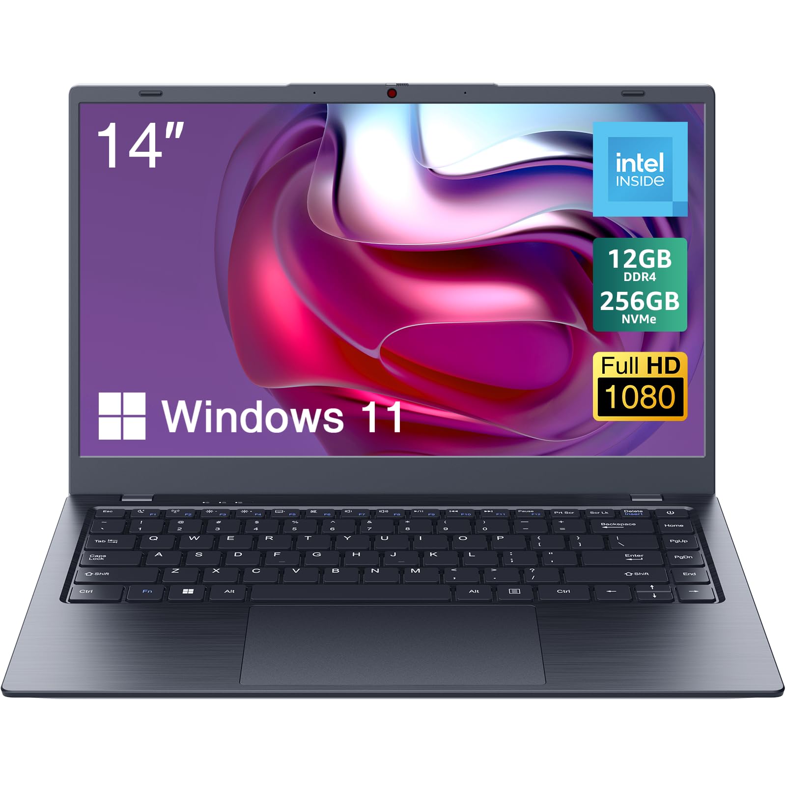 BiTECOOL Laptop Computer, 12GB RAM 256GB NVMe SSD, Intel N5095 Quad Core (up to 2.9GHz), 14-inch FHD IPS Display, Windows 11 Laptop, 2.4G/5G WiFi, BT4.2, Type C, Lightweight and Portable