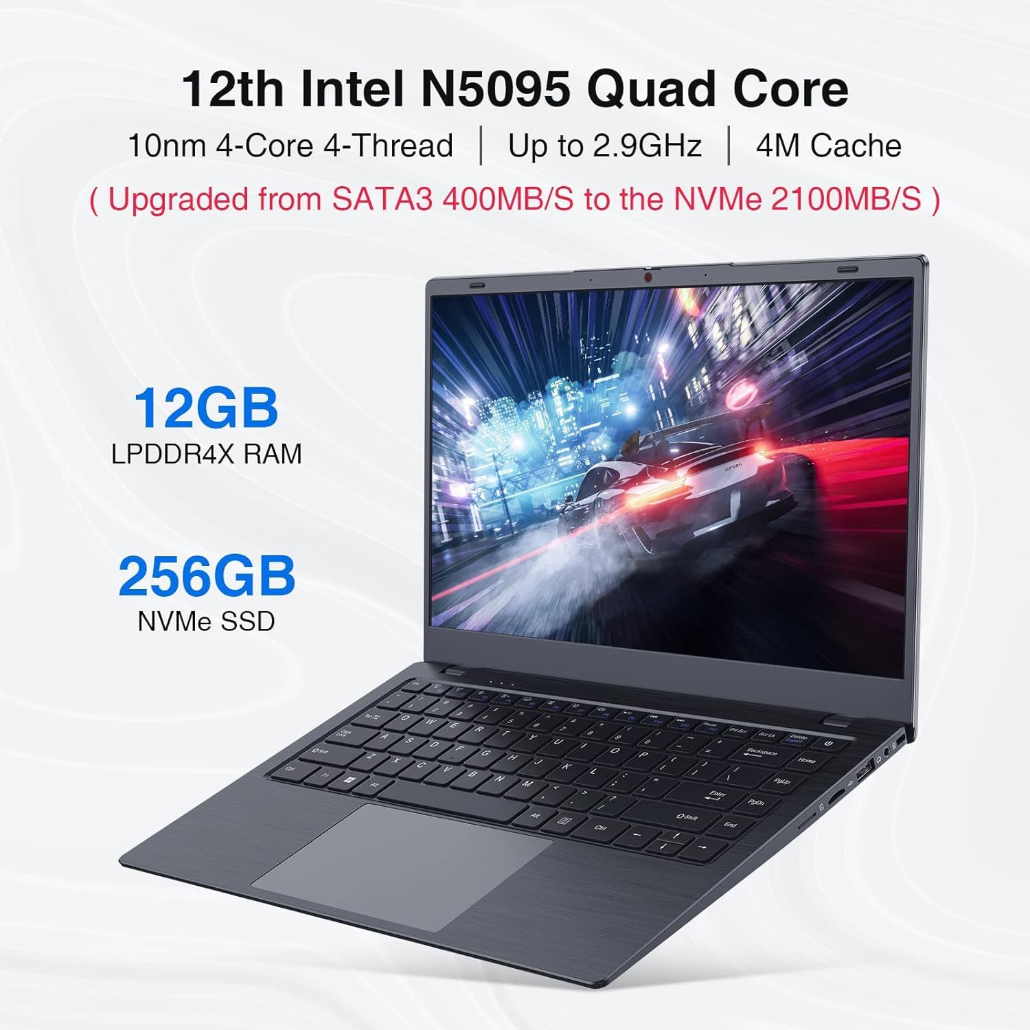 BiTECOOL Laptop Computer, 12GB RAM 256GB NVMe SSD, Intel N5095 Quad Core (up to 2.9GHz), 14-inch FHD IPS Display, Windows 11 Laptop, 2.4G/5G WiFi, BT4.2, Type C, Lightweight and Portable