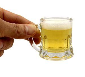 kazariko korean shot glass with handle set of 6 or 12, mini heavy base clear beer mugs, soju glasses 50 ml/1.8 oz whiskey, tequila, liquor (6pack)