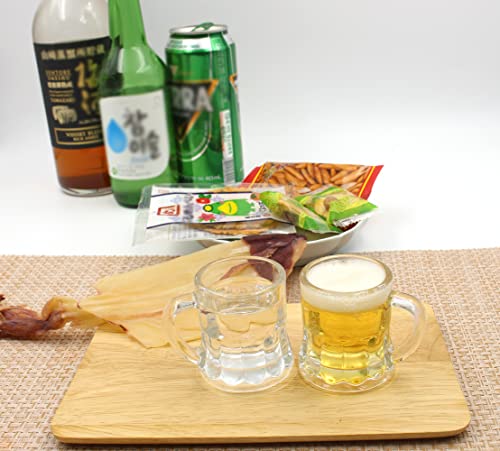KAZARIKO Korean Shot Glass with Handle Set of 6 or 12, Mini Heavy Base Clear Beer Mugs, Soju Glasses 50 ml/1.8 oz Whiskey, Tequila, Liquor (6Pack)