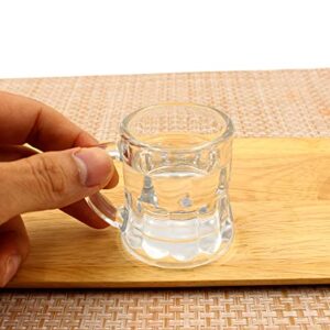 KAZARIKO Korean Shot Glass with Handle Set of 6 or 12, Mini Heavy Base Clear Beer Mugs, Soju Glasses 50 ml/1.8 oz Whiskey, Tequila, Liquor (6Pack)