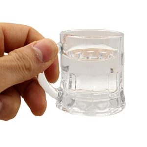 KAZARIKO Korean Shot Glass with Handle Set of 6 or 12, Mini Heavy Base Clear Beer Mugs, Soju Glasses 50 ml/1.8 oz Whiskey, Tequila, Liquor (6Pack)