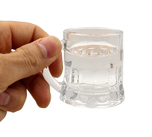 KAZARIKO Korean Shot Glass with Handle Set of 6 or 12, Mini Heavy Base Clear Beer Mugs, Soju Glasses 50 ml/1.8 oz Whiskey, Tequila, Liquor (6Pack)