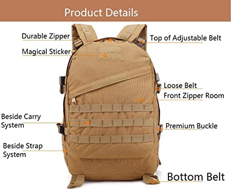 WIGGINOUT Tactical Backpack Military Large Army Daypacks (khaki)