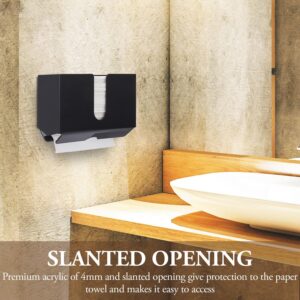 MyGift Modern Premium Black Acrylic Commercial Bathroom Hanging Folded Paper Towel Holder, Wall Mounted Dispenser for Trifold Multifold Z Fold Disposable Restroom Hand Towels