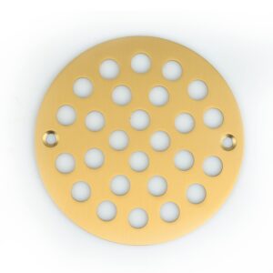 poyde 4 inch screw-in round shower drain cover replacement floor drainer with screws (brushed golden)