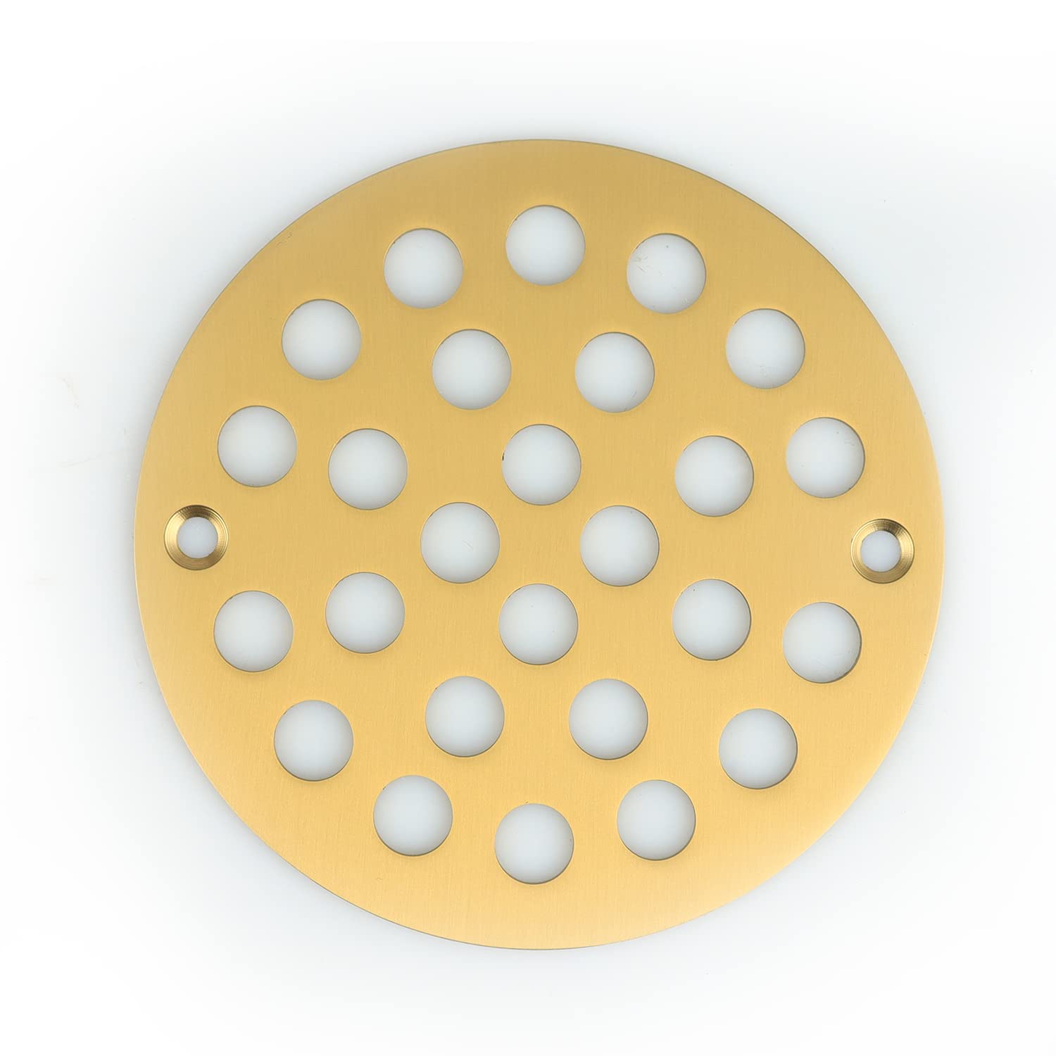 Poyde 4 Inch Screw-in Round Shower Drain Cover Replacement Floor Drainer with Screws (Brushed Golden)