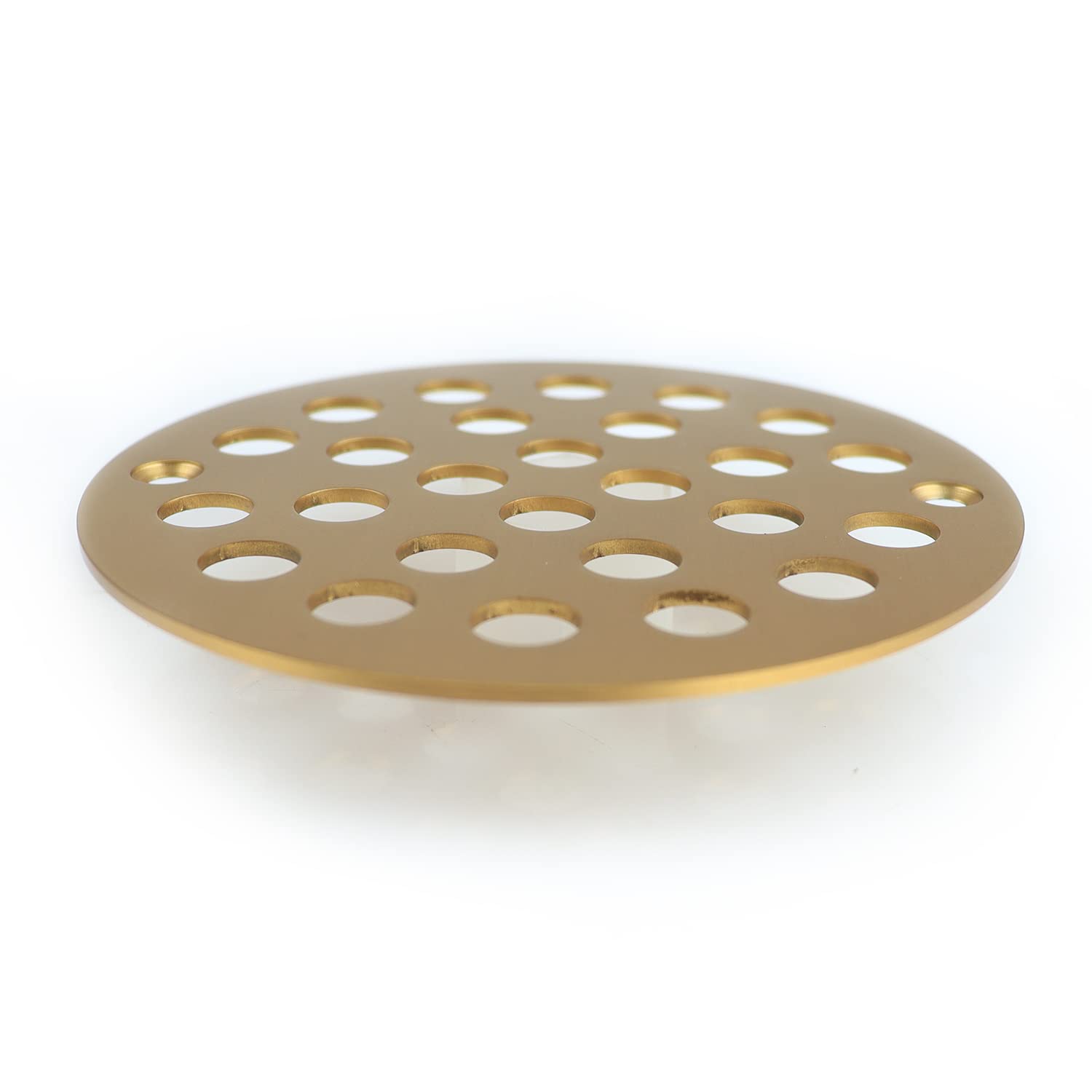 Poyde 4 Inch Screw-in Round Shower Drain Cover Replacement Floor Drainer with Screws (Brushed Golden)