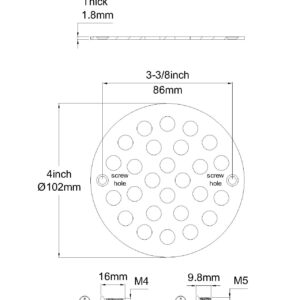 Poyde 4 Inch Screw-in Round Shower Drain Cover Replacement Floor Drainer with Screws (Brushed Golden)