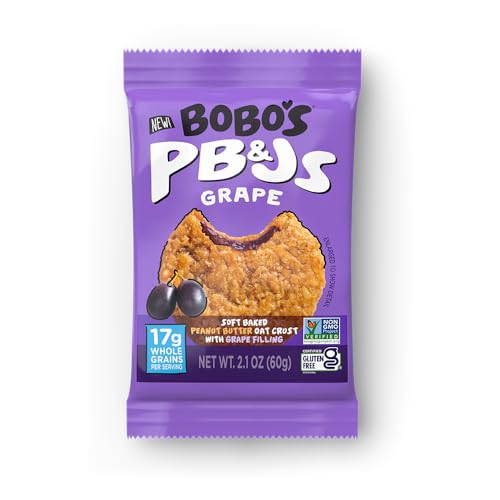 Bobo's Peanut Butter and Jelly Oat Snack Variety Pack, 10 Grape Flavored, 10 Strawberry Flavored, Healthy Everyday Snack