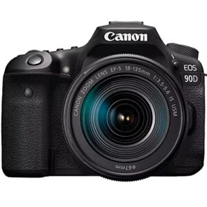 Canon EOS 90D DSLR Camera w/EF-S 18-135mm f/3.5-5.6 is USM Lens + EF-S 55-250mm f/4-5.6 is STM Lens + 500mm f/8 Focus Lens + 2X 64GB Memory + Case + Filters + Tripod + More (35pc Bundle)