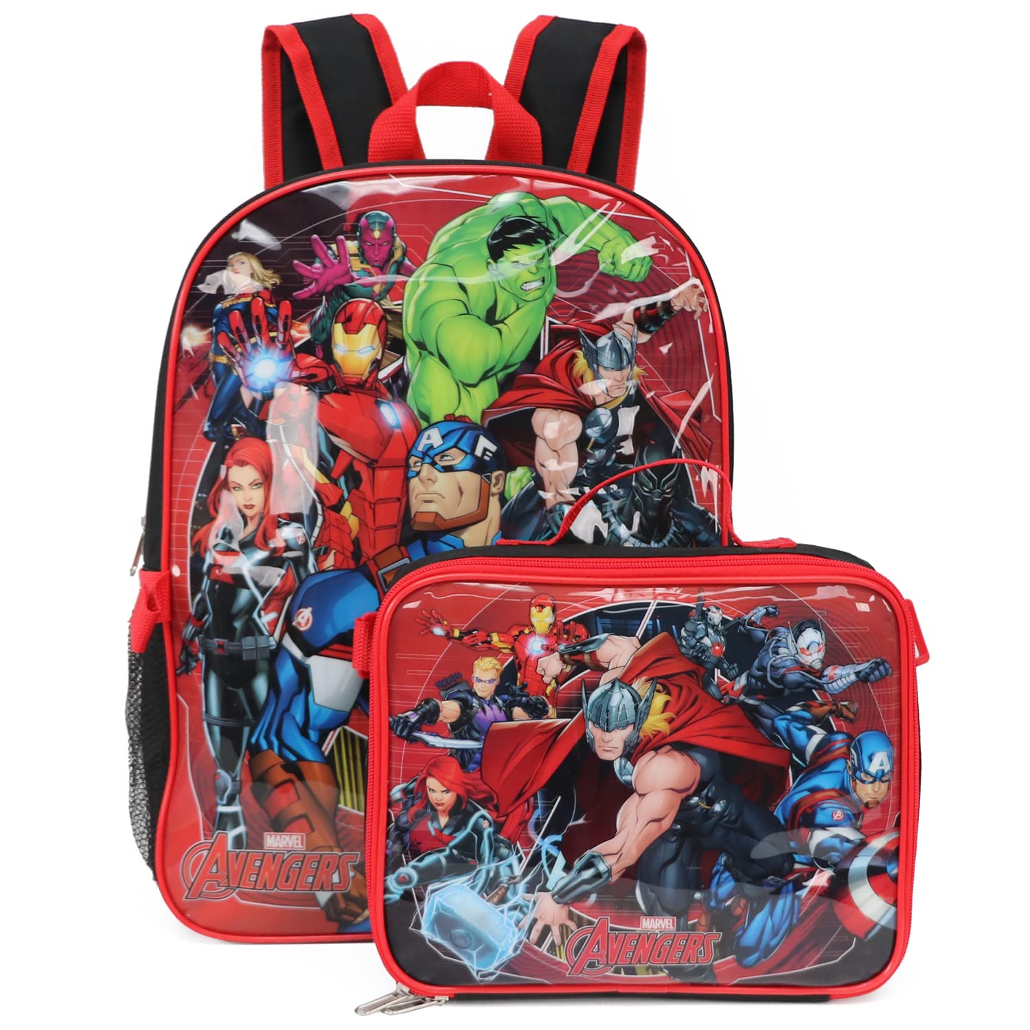 Ruz Marvel Avengers Backpack With Detachable Lunch Box (Red Multi)