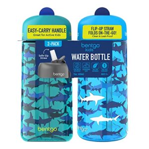 bentgo kids prints water bottle (2-pack) - sharks