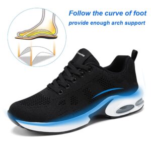 Cozystep Women's Walking Shoes Lightweight Running Sports Shoes Breathable Mesh Fashion Sneakers. Black-a