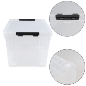 Drephia 4 Pack Clear Storage Latch Bin with Lid, 34 L Plastic Wheeled Storage Box