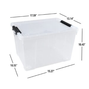 Drephia 4 Pack Clear Storage Latch Bin with Lid, 34 L Plastic Wheeled Storage Box