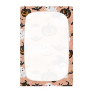 Mazeann Halloween Ghost Crib Sheets Soft Breathable Fitted Baby Crib Sheets Mattress Cover for Girl Boys, 52" x 28" x 9"