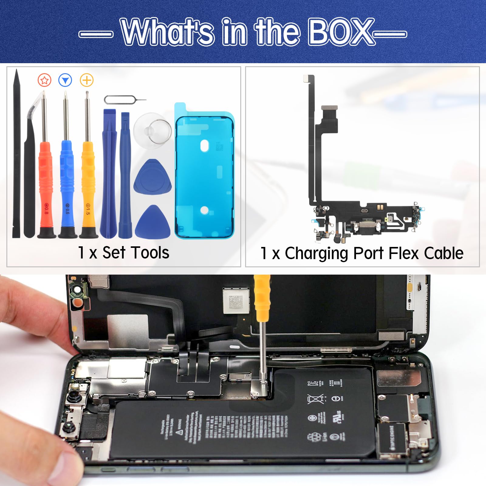 Dock Connector for iPhone 12 Pro Max USB Charging Port Flex Cable Replacement for iPhone 12 Pro Max Charger Dock Board Connector Assembly with Tools(Black)