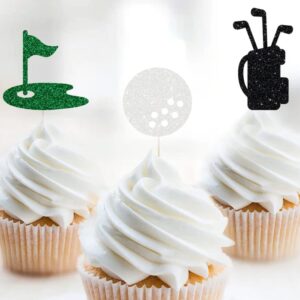 BoningNEW 24PCS Glitter Golf Cupcake Topper Golf Bag Ball Lawn Cake Picks for Birthday Party Wedding Baby Shower Party Outdoor Sports Theme Party Decorations Supplies