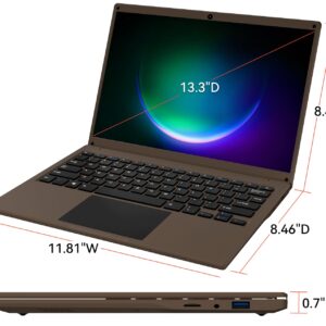 A DREAMER Laptop Computer 13.3 inch 2.5K QHD IPS 16:10 Screen, Windows 10 Laptop Intel N4020 SSD Replaceable Portable Traditional Laptop, Brown PC (6G+256GB)