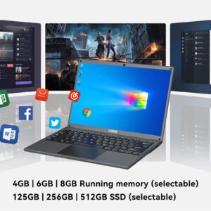 A DREAMER Laptop Computer 13.3 inch 2.5K QHD IPS 16:10 Screen, Windows 10 Laptop Intel N4020 SSD Replaceable Portable Traditional Laptop, Brown PC (6G+256GB)