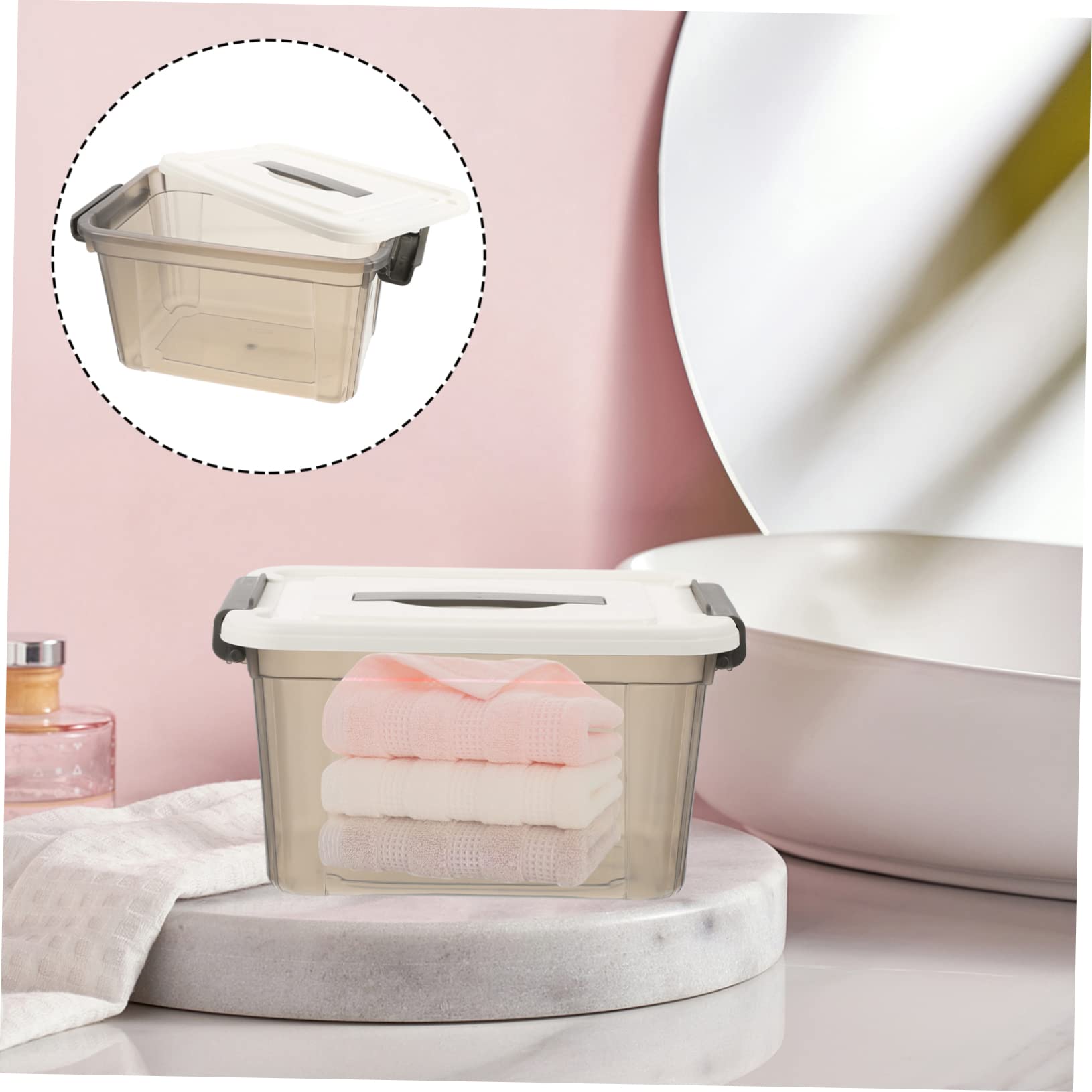 Zerodeko 2pcs Transparent Storage Box Clear Hamper Bin Clear Storage Bins Clothes Storage Organizer Storage Containers with Lids Plastic Book Storage Office Household Storage Basket Pp