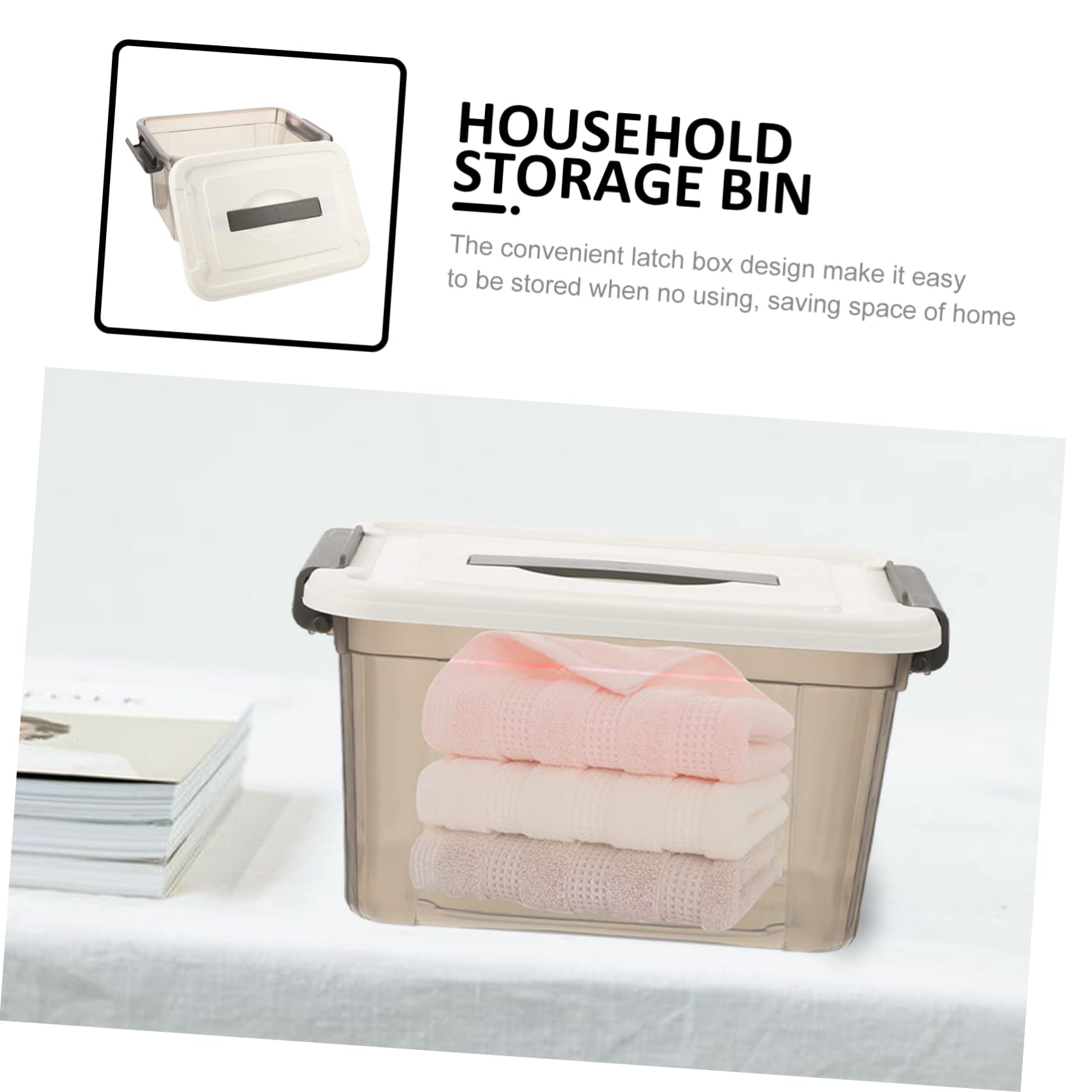 Zerodeko 2pcs Transparent Storage Box Clear Hamper Bin Clear Storage Bins Clothes Storage Organizer Storage Containers with Lids Plastic Book Storage Office Household Storage Basket Pp