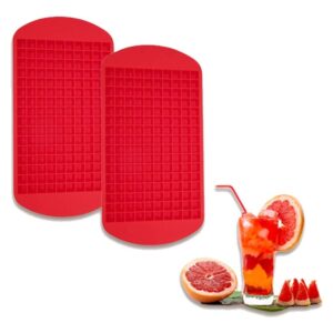 gadgetime usa tiny cavity silicone ice cube tray (2 pack) - small mold for freezer, cocktails - stackable, bpa & odor free (red)