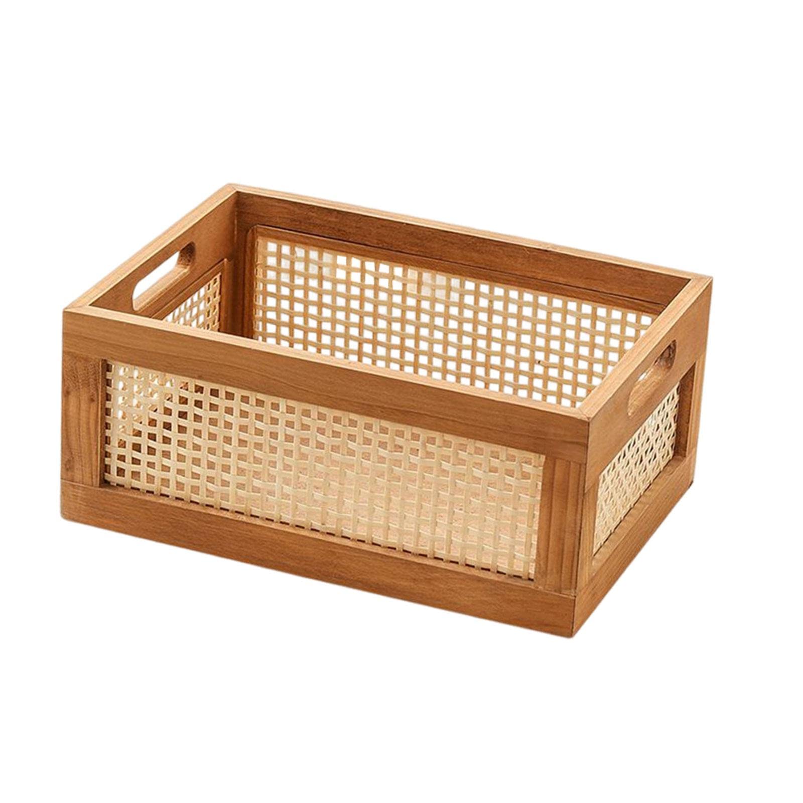 Wood Storage Basket Drawer Storage Box Portable Decoration Supplies Desktop Frame Case Home Organization for Bedroom Stationery Household, 35cmx24cmx19cm