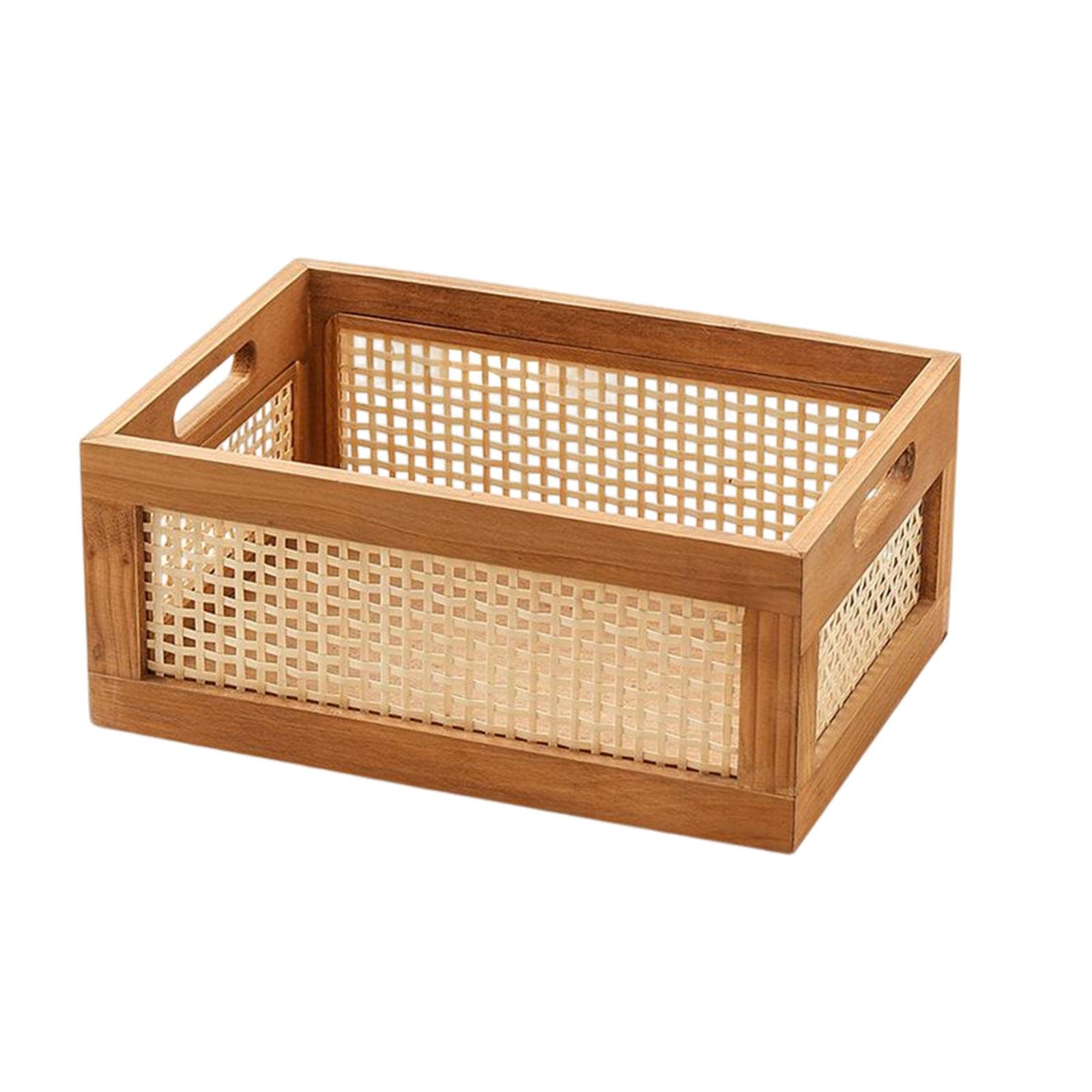 Wood Storage Basket Drawer Storage Box Portable Decoration Supplies Desktop Frame Case Home Organization for Bedroom Stationery Household, 35cmx24cmx19cm