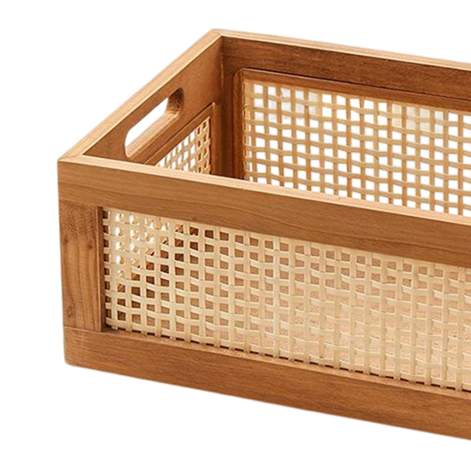 Wood Storage Basket Drawer Storage Box Portable Decoration Supplies Desktop Frame Case Home Organization for Bedroom Stationery Household, 35cmx24cmx19cm