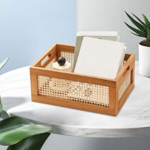 Wood Storage Basket Drawer Storage Box Portable Decoration Supplies Desktop Frame Case Home Organization for Bedroom Stationery Household, 35cmx24cmx19cm