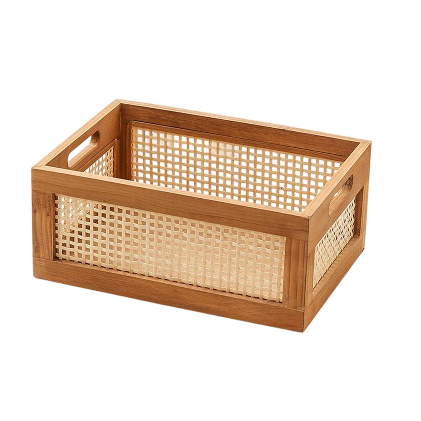 Wood Storage Basket Drawer Storage Box Portable Decoration Supplies Desktop Frame Case Home Organization for Bedroom Stationery Household, 35cmx24cmx19cm